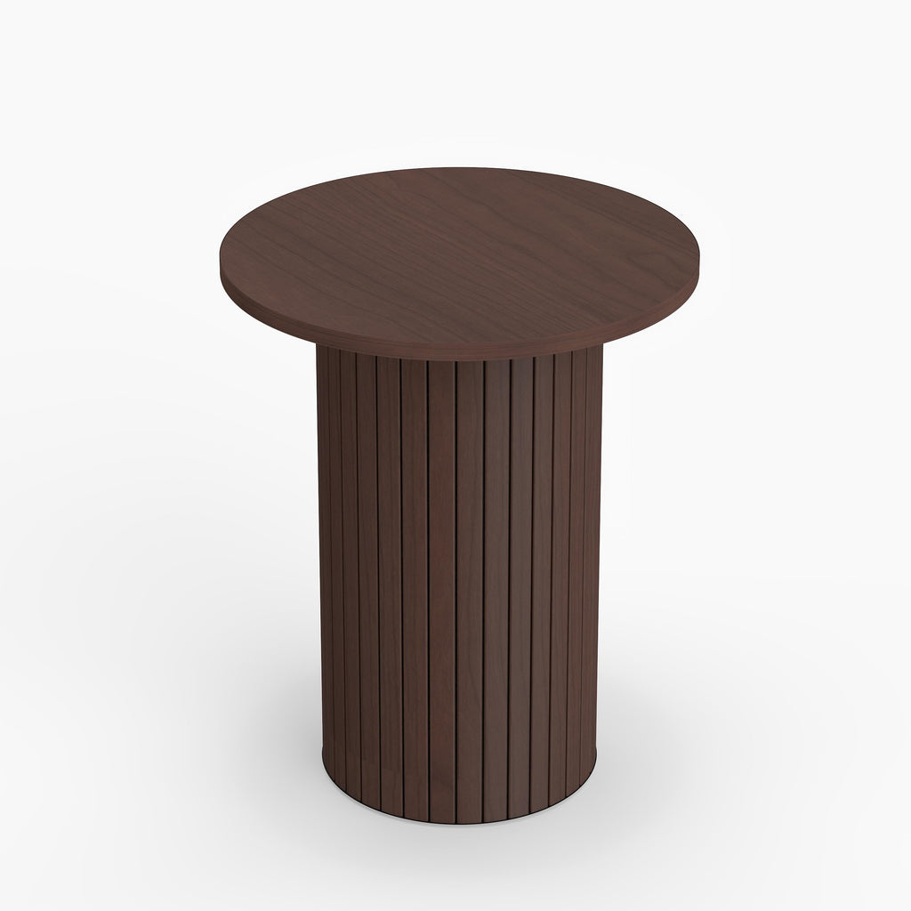 Round Side Table, Fluted Drum End Table, Tambour Accent Table