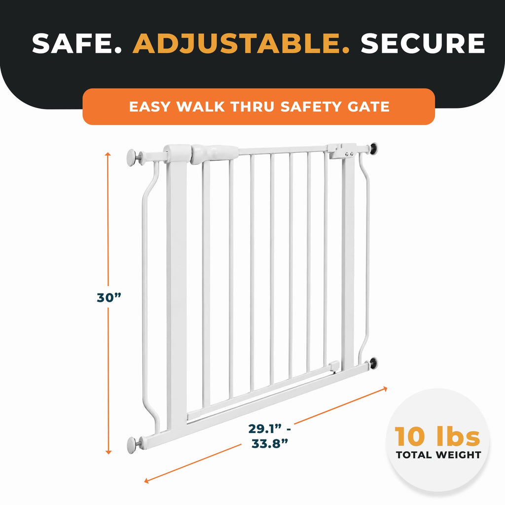 Easy Walk-Thru Baby Safety Gate, Fits 29.1" to 33.8" Openings