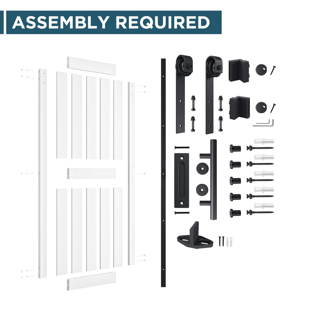 48 x 84 in Manufactured Paneled Wood Barn Door with Installation Hardware