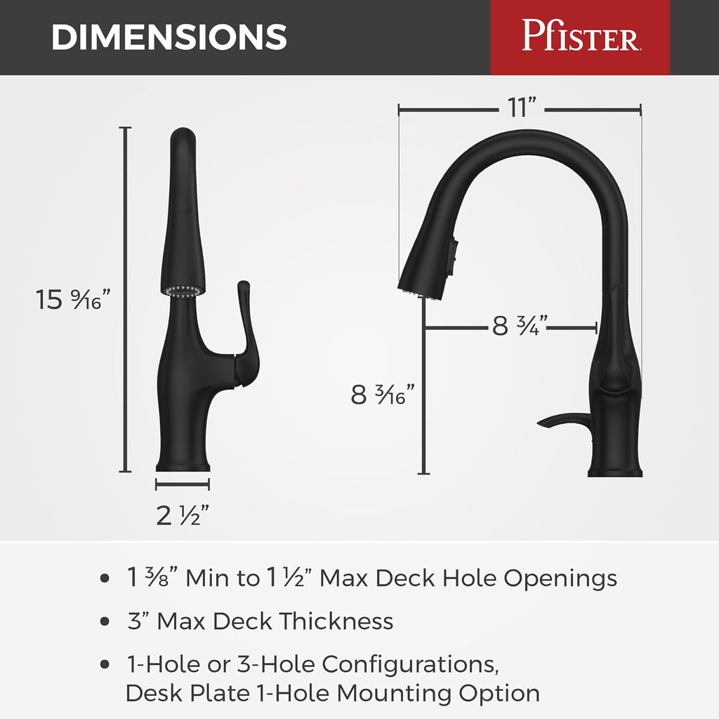 Wray Kitchen Faucet with Pull Down Sprayer and Soap Dispenser, Single Handle, High Arc, NSF Certified, Matte Black