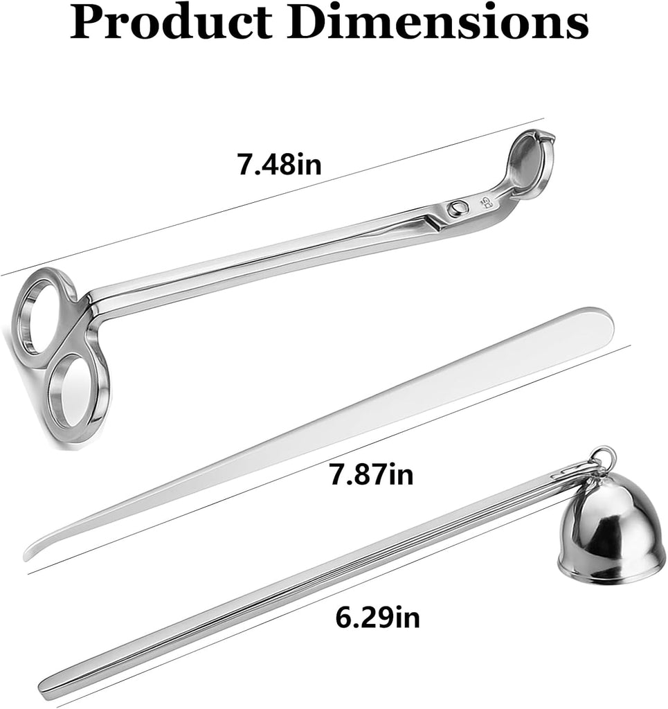 3 in 1 Candle Accessory Set, Candle Wick Trimmer Cutter, Snuffer, Dipper, Wick Care Kit with Trimmer, Dipper