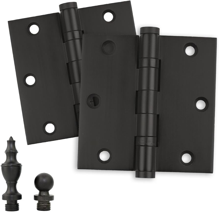 Door Hinge Solid Brass - 3.5 x 3.5 Inch, Heavy Duty, Oil Rubbed Bronze, Ball Bearings