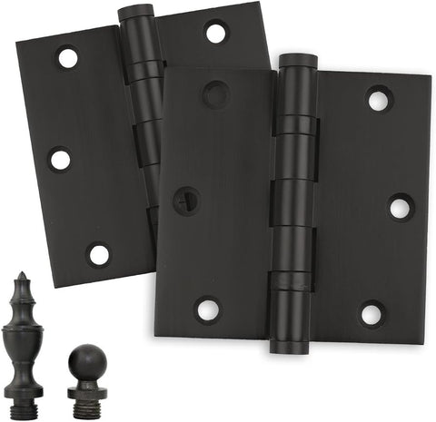 Door Hinge Solid Brass - 3.5 x 3.5 Inch, Heavy Duty, Oil Rubbed Bronze, Ball Bearings