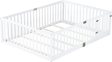 Full Size Floor Bed with Slats and Door