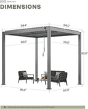 Louvered Pergola, 5x8 FT Outdoor Pergola with Adjustable Roof and Drainage System