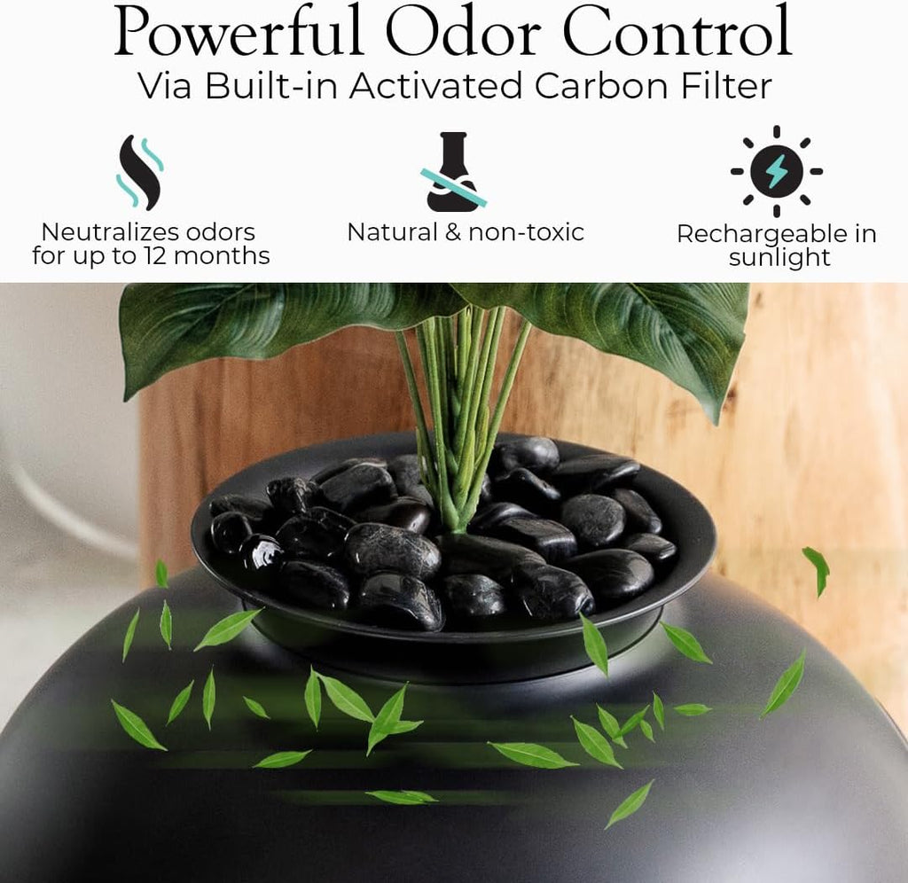 Secret Litter Box by - Hidden Litter Box Enclosure, Patented Design with Odor Control, Includes Faux Plant, Carbon
