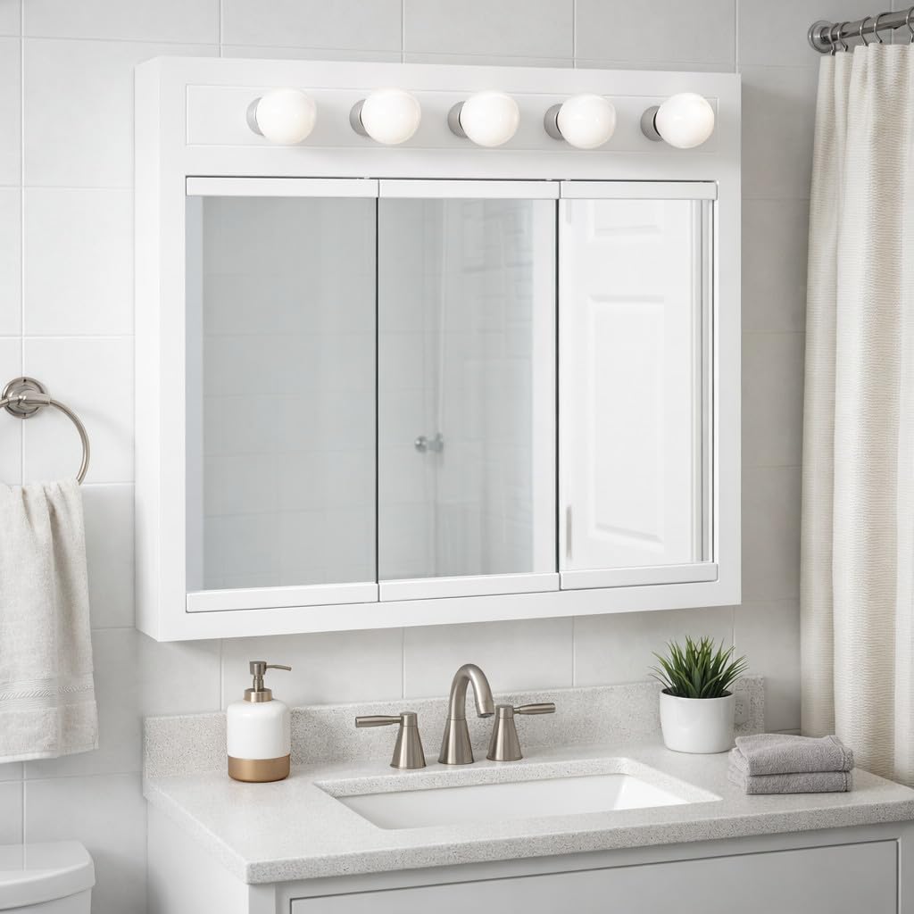 Concord Tri-View Medicine Cabinet, 36", White
