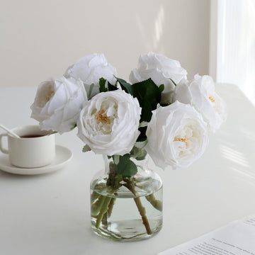 Fake Peonies with Vase, Real Touch Peony Floral Arrangement Centerpiece