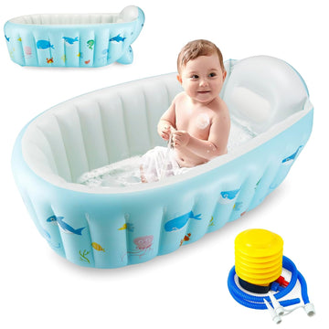 Inflatable Baby Bathtub, Portable Travel Bath Tub with Air Pump