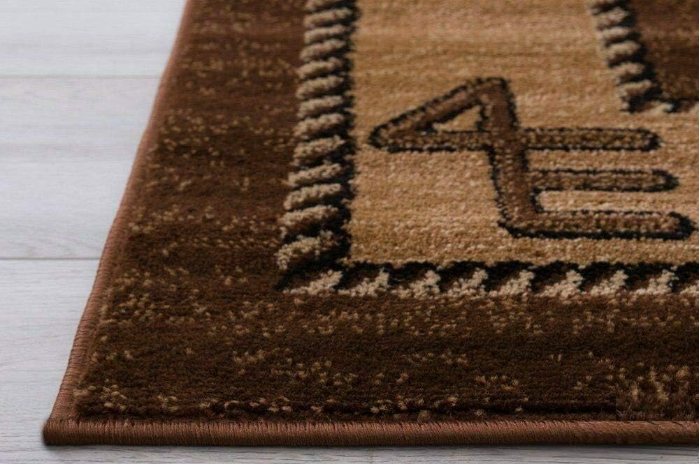 Country Theme Western Cowboy TAN Brown Area Rug Riding Bucking Horse