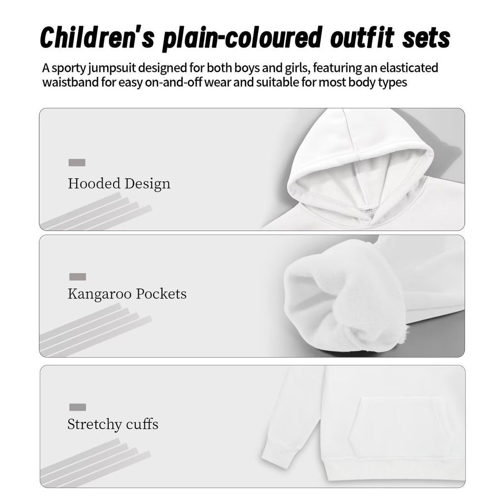 Girls Boys 2 Piece Tracksuit Athletic Sweatsuits Sets,White