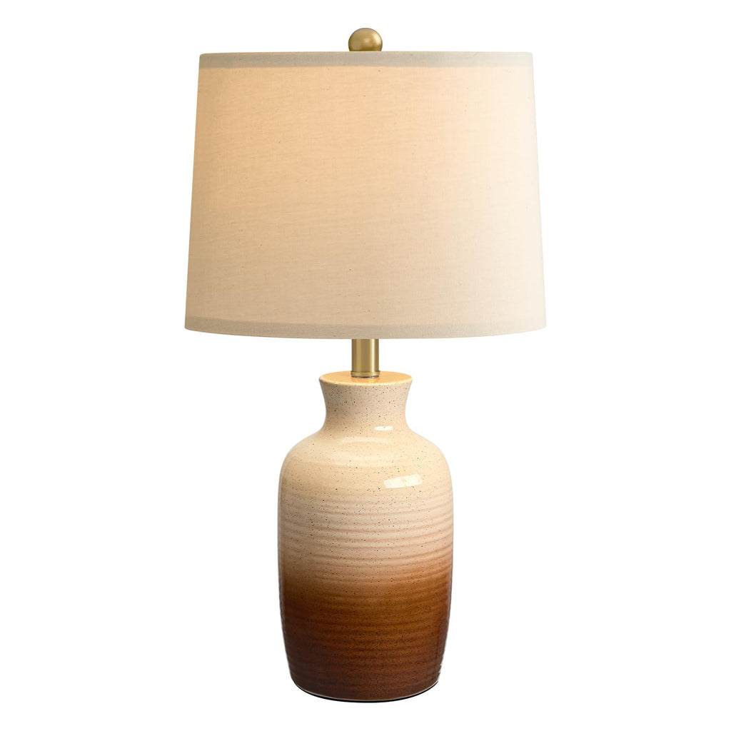24'' Farmhouse Handcrafted Table Lamp, Rustic Ceramic Bedroom Lamps for Night Stands, Bedside Lamps with Soft Ombre