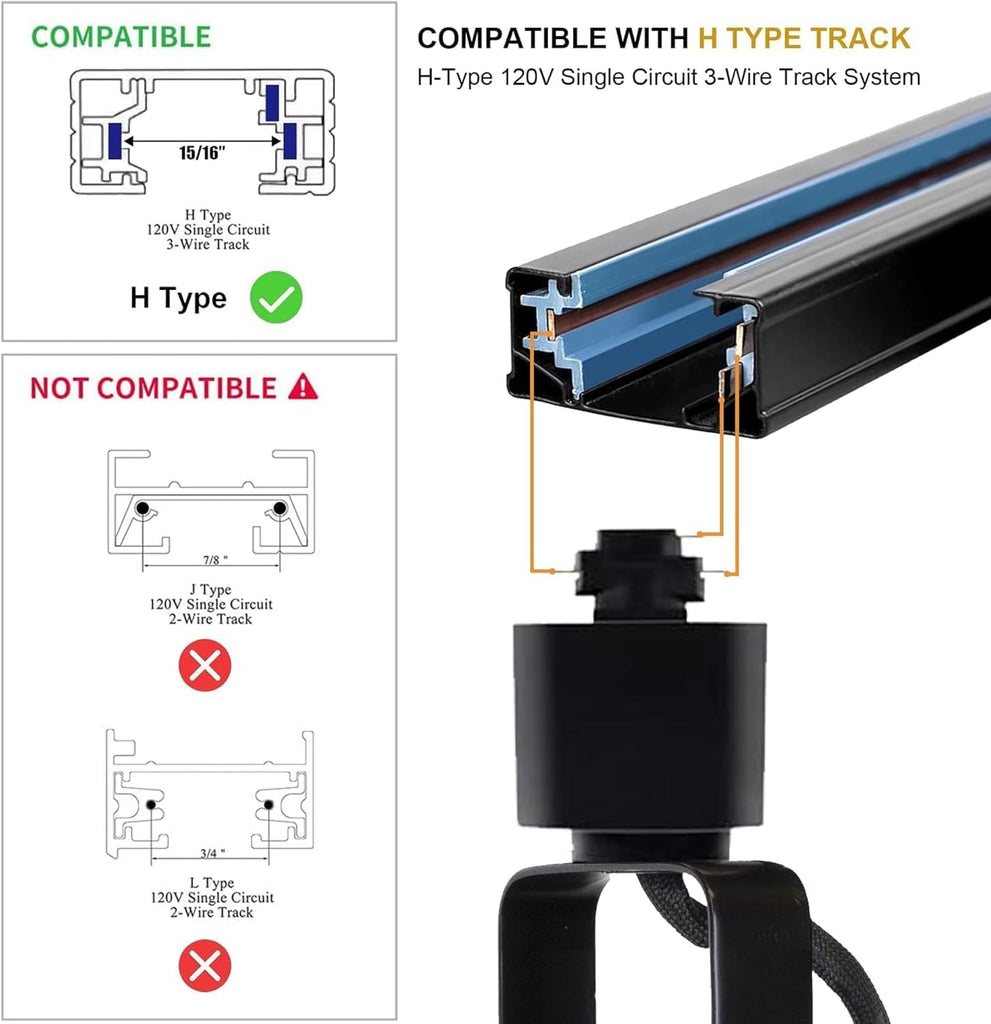 Plug in Track Lighting Kit with GU10 3CCT H‐Type Black 12 Heads