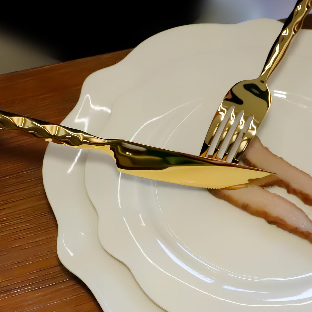 Gold Silverware Set Twisted Handle 40 Pieces Service for 8