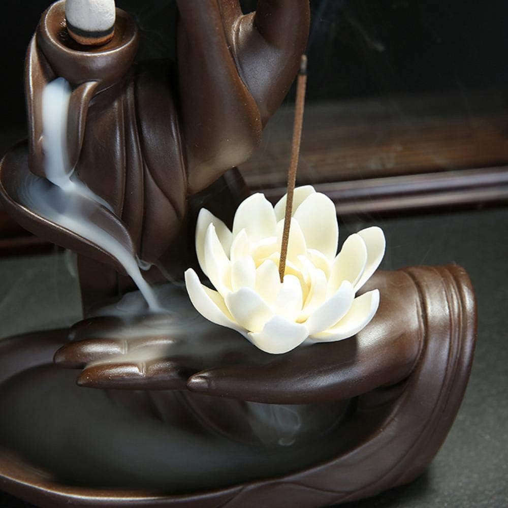 Room Decor Lotus Backflow Incense Burner with Incense Cone +30 Incense Sticks, Waterfall Incense Holder Burner - Set of 20