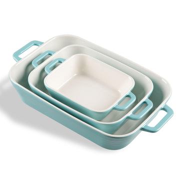 Relief Casserole Dishes for Oven, Ceramic 9x13 Baking Pans Set for Cooking, Cake, Banquet and Daily Use, Rectangular