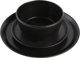 Sofia Coupe 12-Piece Stoneware Dinnerware Set, Service for 4 - Black Plates and Bowls
