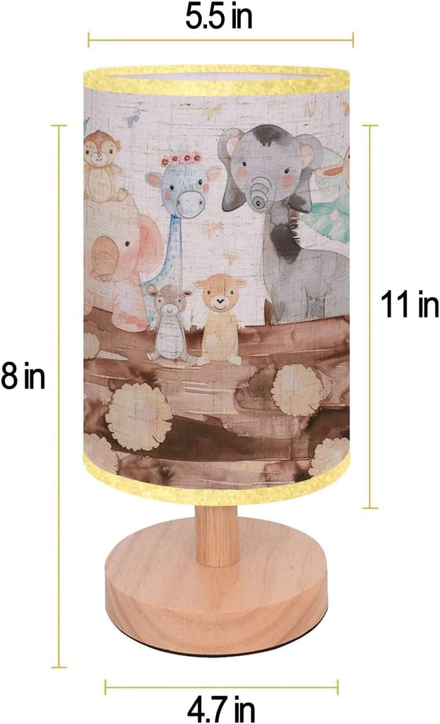 Bedside Desk Lamps, Minimalist Watercolor Noahs Ark for Kids Nightstand Lamps, Small Table Lamp Girls Kids Bedroom