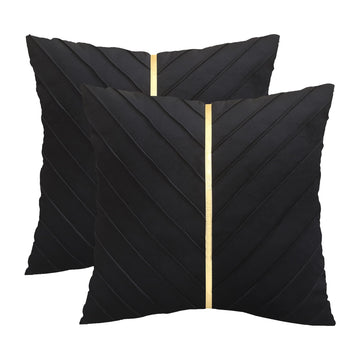 Velvet Throw Pillow Covers 18x18 inch Pack of 2 Gold Decor Black