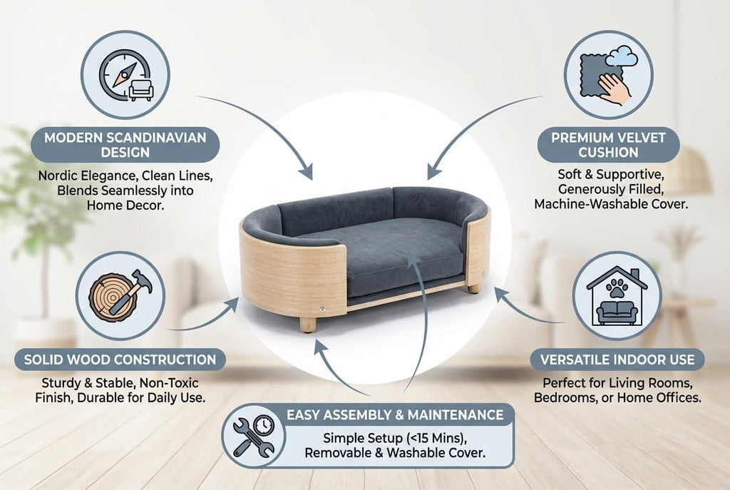 Scandinavian Style Elevated Dog Bed, Medium, Dark Gray