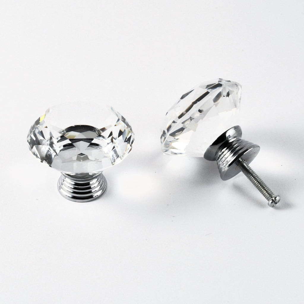 12pcs Diamond Shape Crystal Glass 30mm Drawer Knob Pull Handle Usd , Drawer