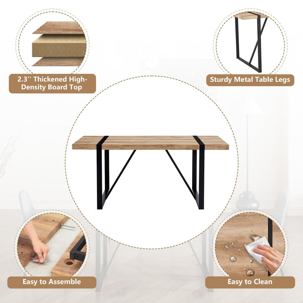 Dining Table Set for 8, 9 Piece Dining Table Set, 71'' Kitchen Table and Suede Nap Fabic Chairs Set of 8, Dining Room