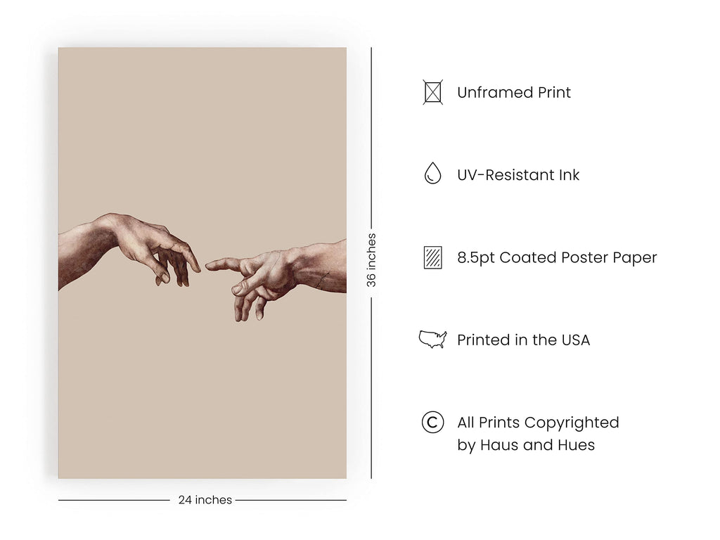 The Creation of Adam Poster - Michelangelo Poster, Light Academia Wall Art, Aesthetic Posters, Hands Touching Art