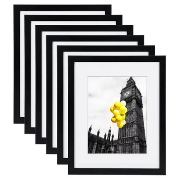 12x16 Picture Frames Set of 6 with Plexiglass, Display Pictures 8.5x11 with Mat or 12x16 Without Mat for Wall