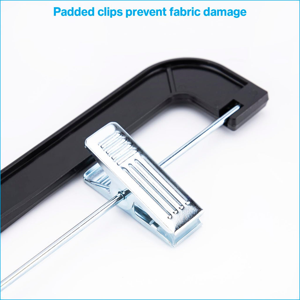 Black Plastic Skirt and Pants Hangers with Clips, 14 in, 20 Pack