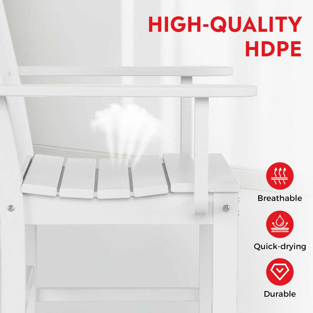 Patio Dining Chairs, Plastic Outdoor Adirondack Chair with Arm, HDPE Poly Lumber, Waterproof Restaurant Bistro Dining