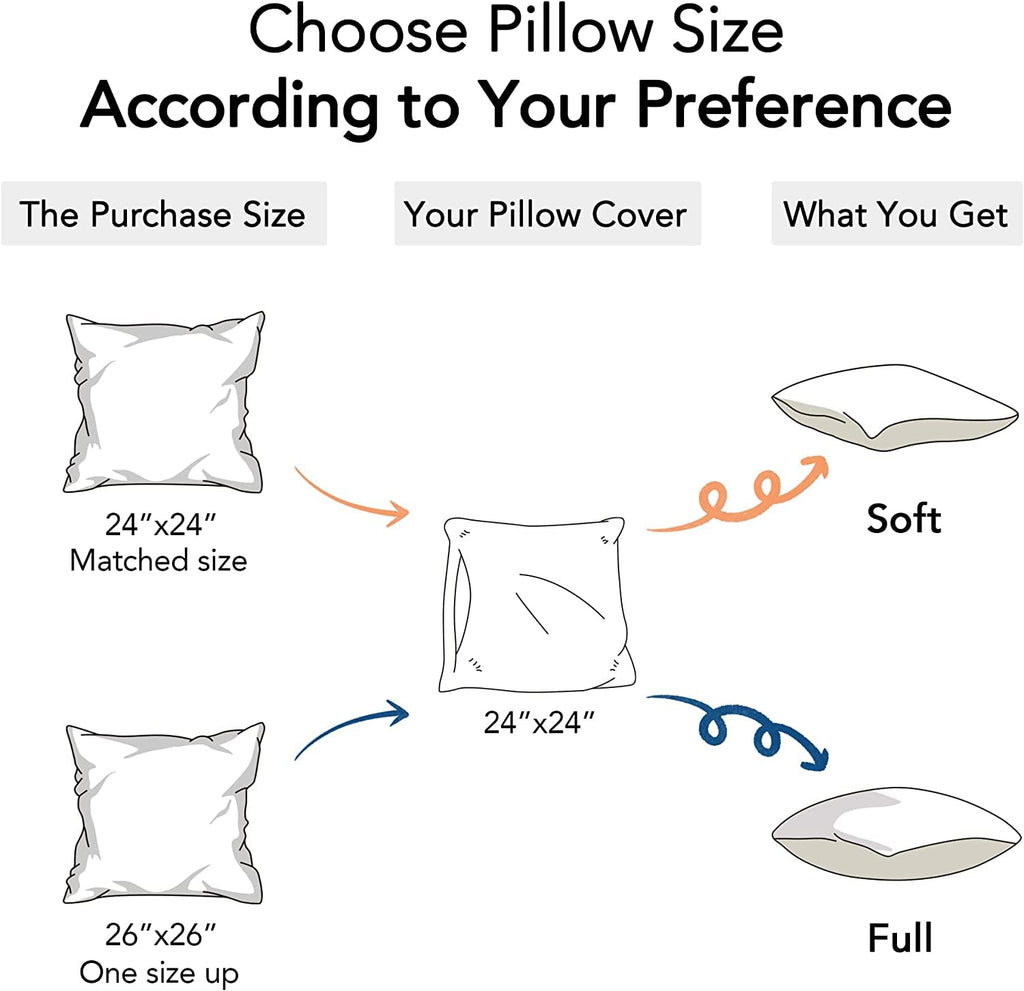 26 x 26 Euro Pillow Inserts - 26 Inch Decorative Throw Pillows for Couch Bed Sofa with 100% Cotton Cover - Pack of 2