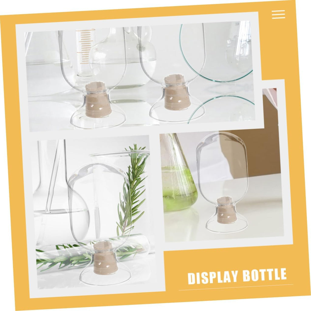 1pc Matchstick Cloche Glass Storage Bottle Decorative Jar Stopper Vintage Style Apothecary Jars Round Media Storage