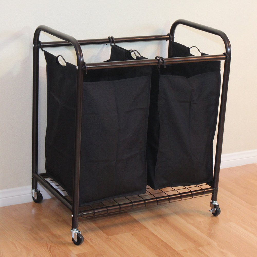 2-Bag Rolling Laundry Sorter, Bronze