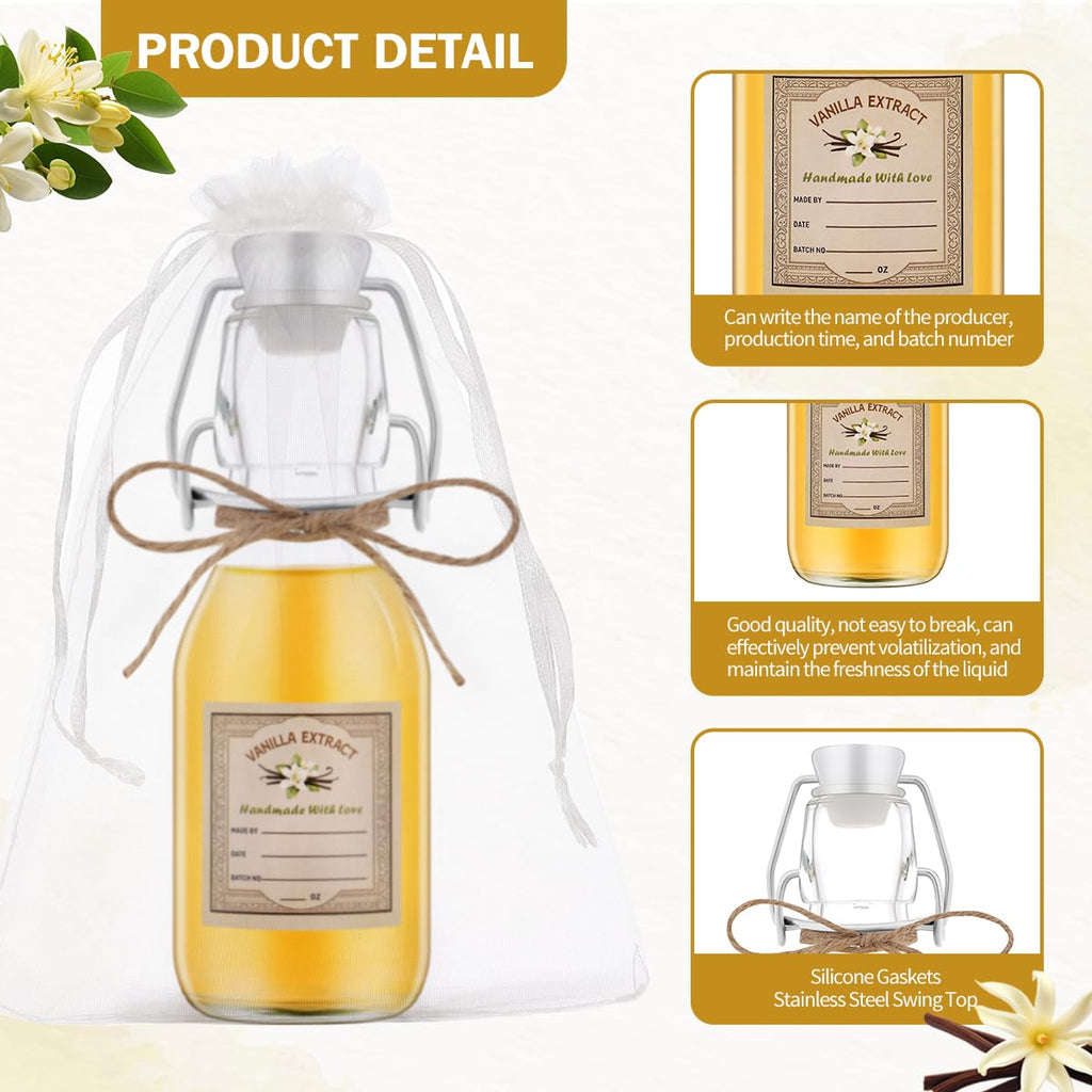 20Pcs 4 oz Swing Top Glass Bottles for Vanilla Extract Homemade, Flip Top Glass Bottles for Food Storage Canister for