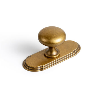 Antique Brass Zinc Alloy Cabinet Knob with Backplate - Single Hole Center Cabinet Pull Hardware, 6 Pack(G014)