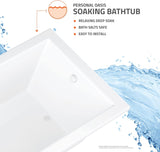 Illyrian AZ3272VNS 32" x 72" Soaker Acrylic Rectangle Drop-In Bathtub - Easy Installation - Smooth Glossy Ultra White