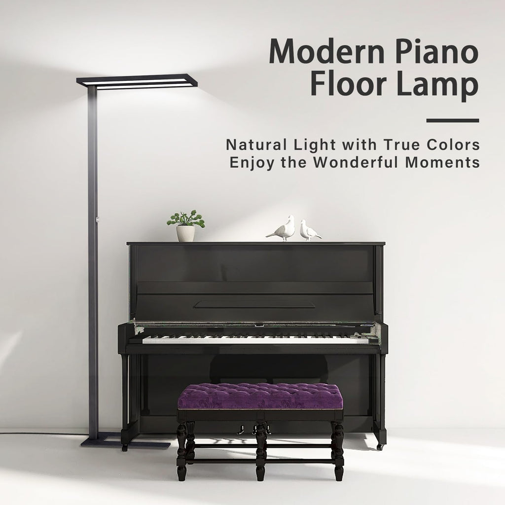 76" Led Floor Lamp, 105W Eye-Care Free-Standing Lamp, Black