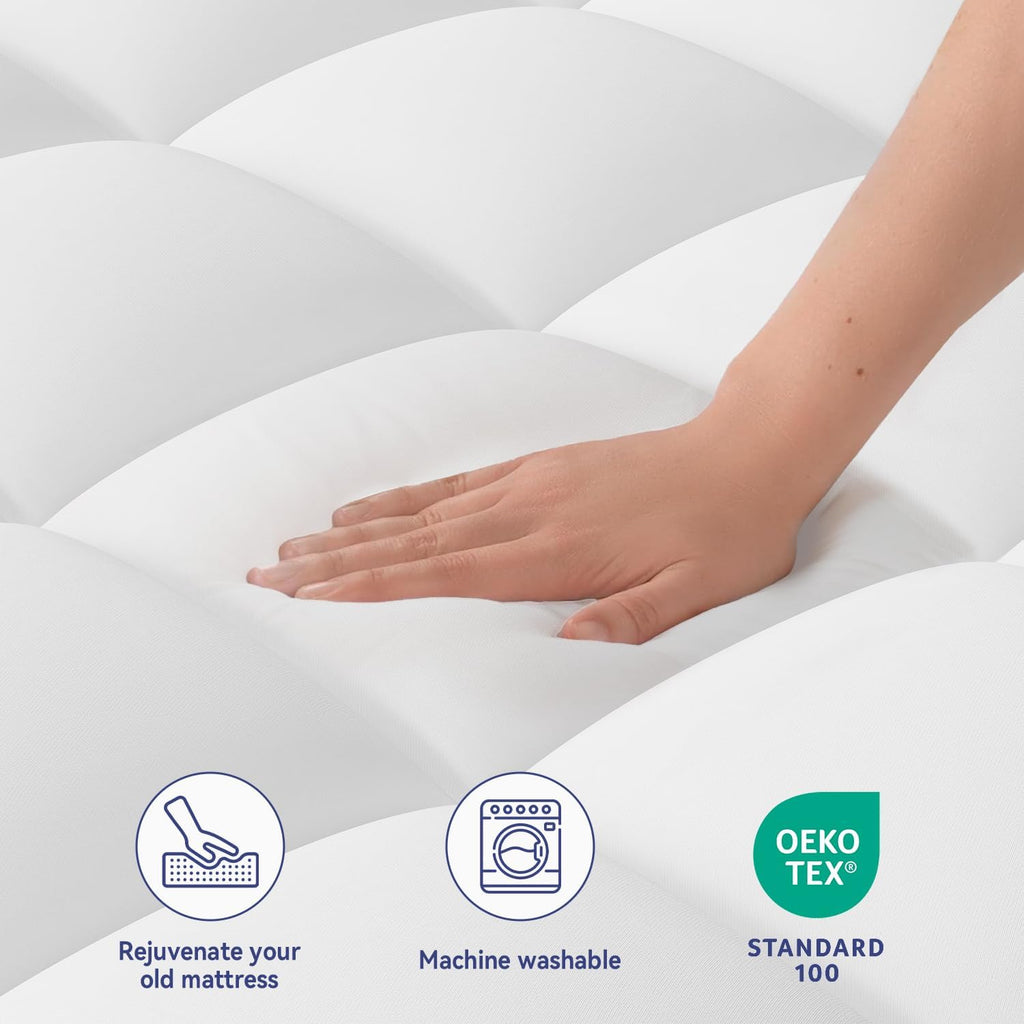 Full Mattress Topper, Extra Thick Pillow Top Mattress Pad Cover | Plush soft breathable bed topper for back pain