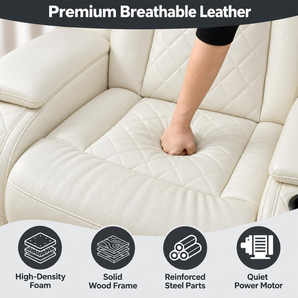 8-Seater Power Reclining Sofa Set, 4-Piece Leather Sectional Couch with 2 Loveseats, LED Lights, USB Ports, Cup