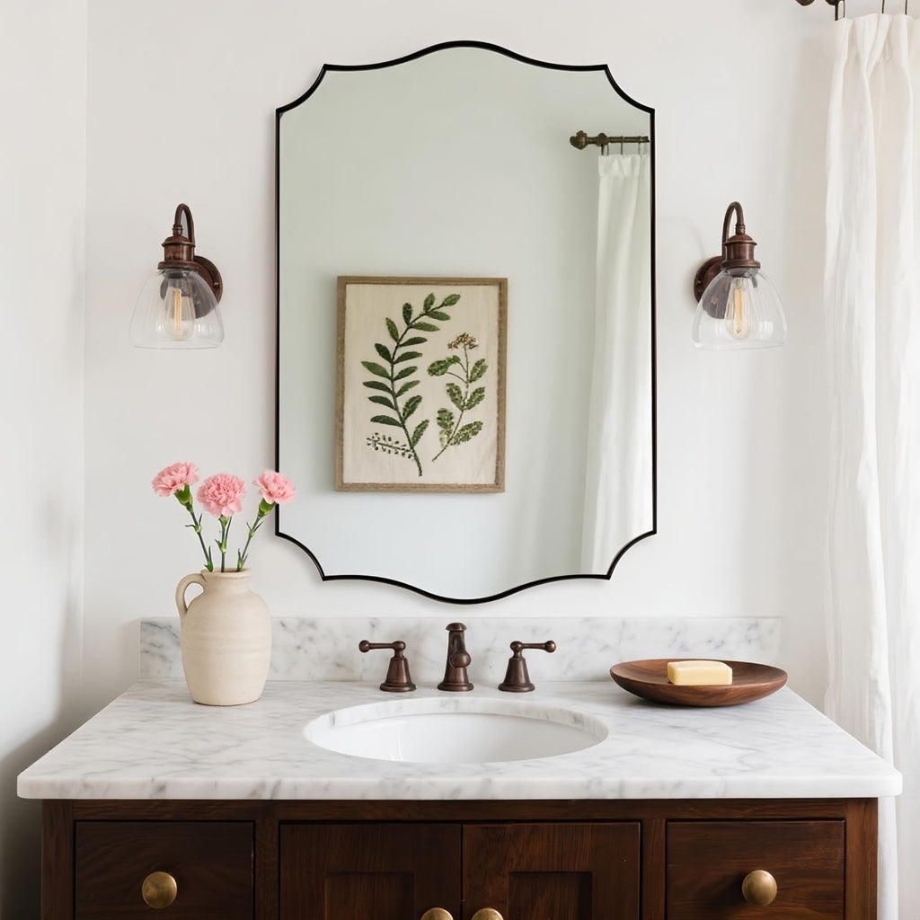 Brushed Bronze Mirror, 24"x36" Bronze Rectangle Mirror, Bathroom Mirror with Anti-Rust Stainless Steel Metal Frame