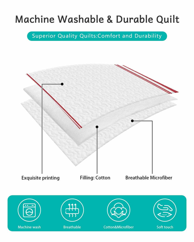 Quilt Sets Twin Size Red Ticking Vertically Stripe Comforter Set Lightweight Soft Bedspread Coverlet Simple Style