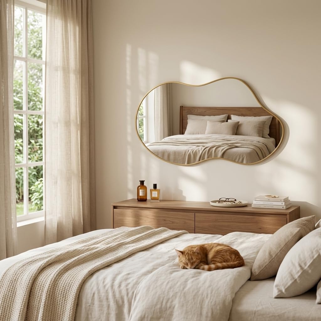 Irregular wall Mirror 25"x41" Gold Asymmetrical Mirror