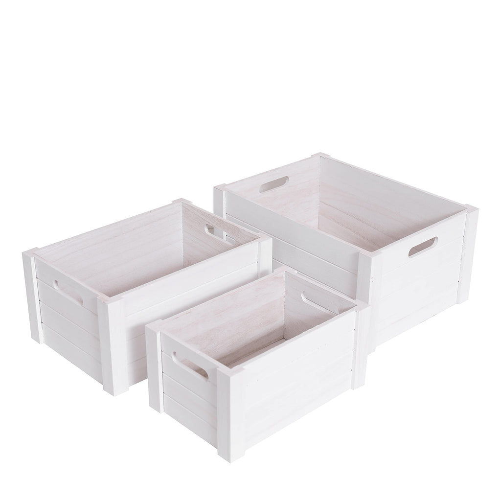 Farmhouse Modern White Wooden Crates For Storage