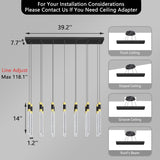 14-Lights Modern Rectangular Chandeliers for Living Room LED Dimmbale Light Fixture for High Ceiling Pendants Lighting for Dining Room A100-B0F42WC6XJ