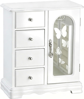 Solid Wood Jewelry Box White