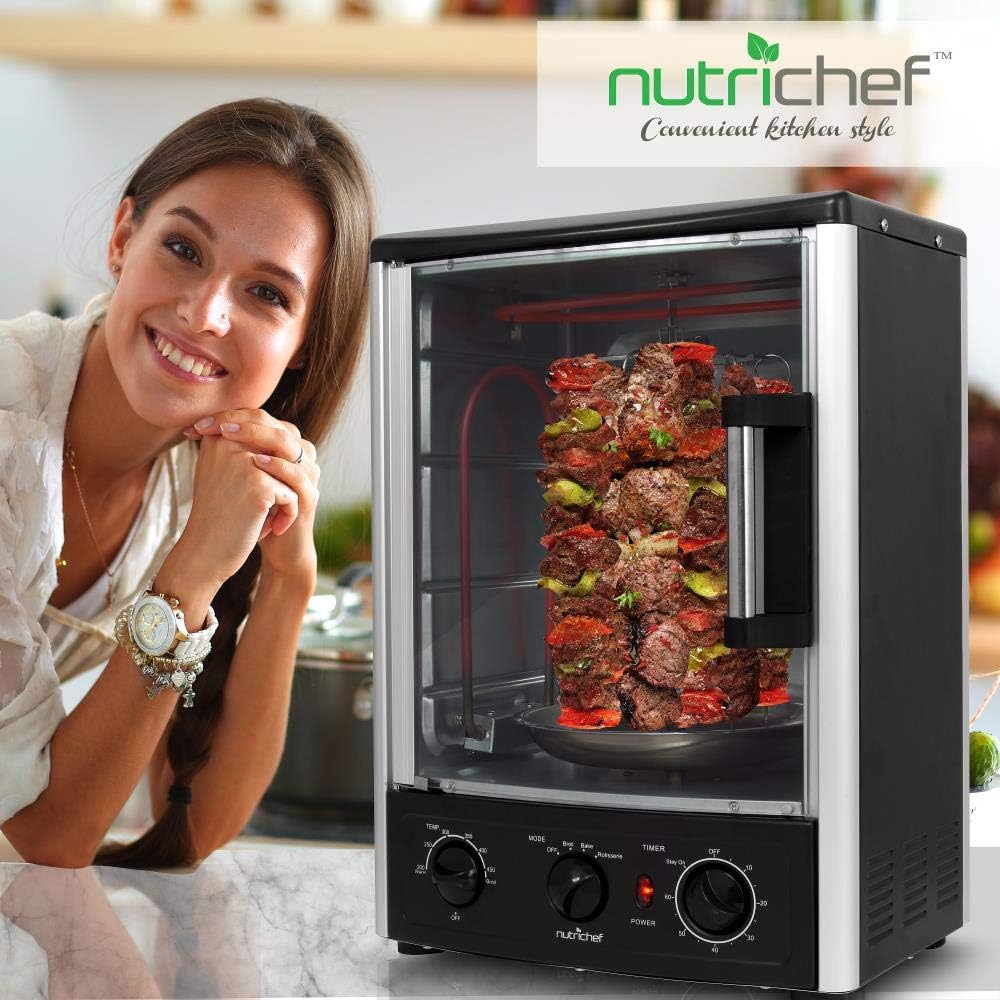 Multi-Function Rotisserie Countertop Oven | 24 Quart Vertical Glass Door Convection Oven, for Rotisserie Roasting &