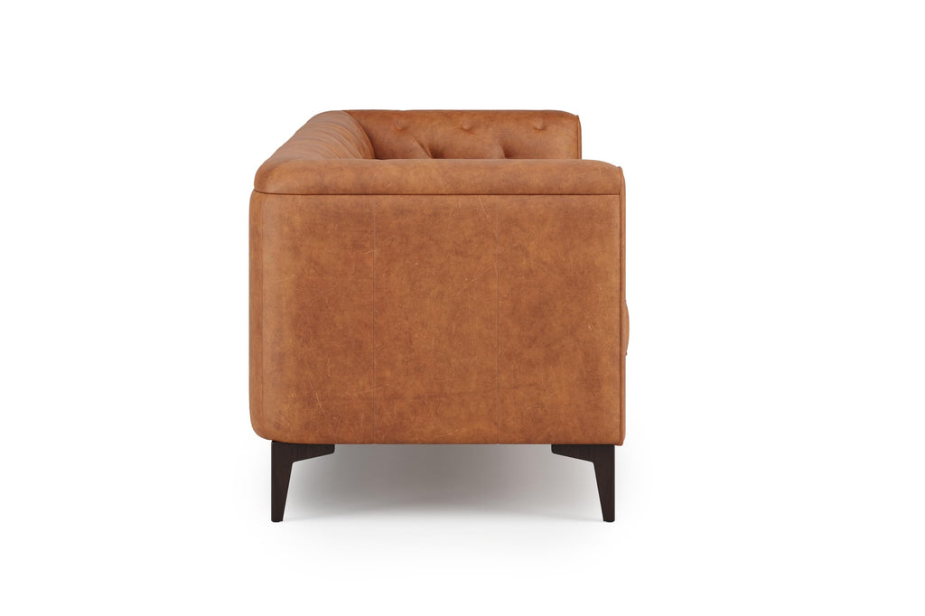 Avery Leather Couch 89" | Top Grain Nappa 11000 Leather 3 Seater with Tufted Back, Solid Wood Frame, Plush