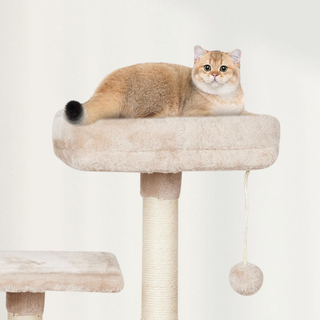 Cut Cat Tree Cat Tower Condo with Hammock Kittens Scratching Post Beige
