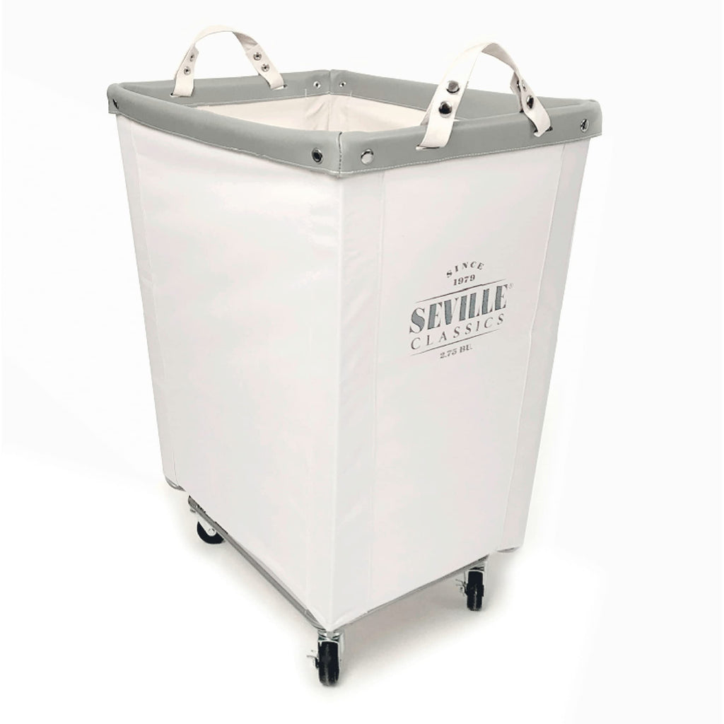 Heavy-Duty Canvas Laundry Hamper w/Wheels, 16"W x 22"D, Natural White
