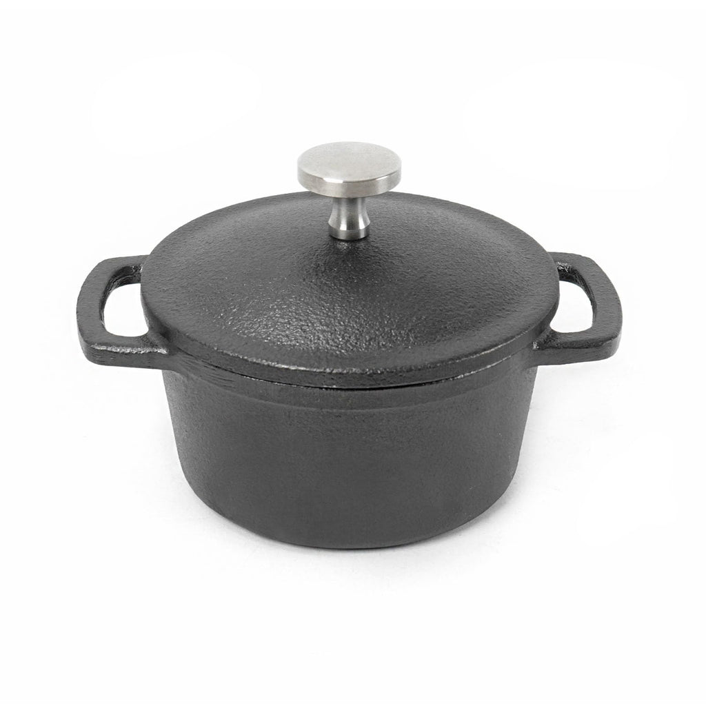 Mini Cast Iron Cocottes, Dia 3 inch, 4 oz. Set of 3 PCS, Mini Dutch Oven, with Wooden Tray, 7-Piece